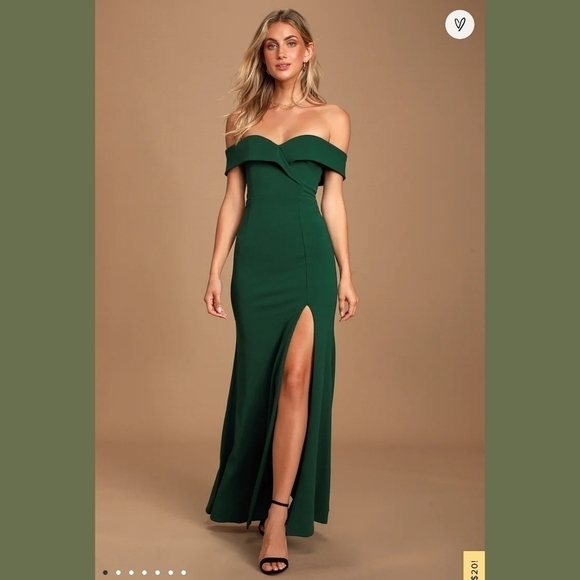 LULU’S Forest Green Maxi Dress Gown Size: S - Picture 3 of 14